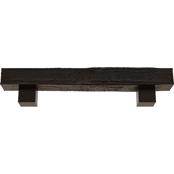 Kit W/ Alamo Corbels, Premium Walnut, 8H  X 10D X 48W Rough Sawn Faux Wood Fireplace ManteL